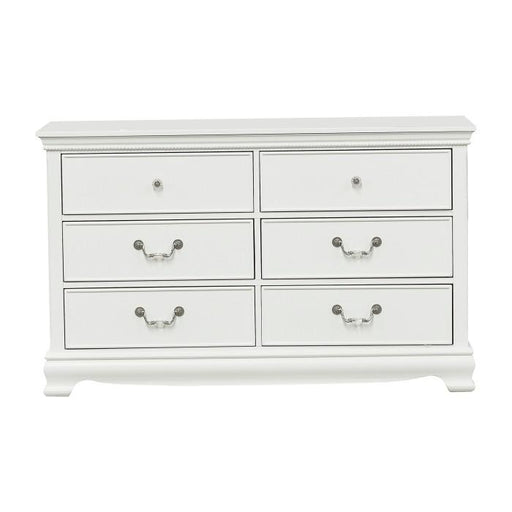 Lucida 6 Drawer Dresser in White 2039W-5 - U&U Home Budget Furniture (Carteret, NJ)