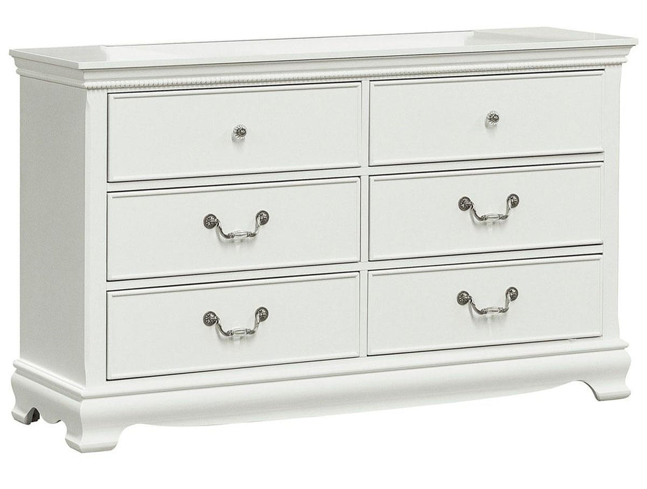 Lucida 6 Drawer Dresser in White 2039W-5 - U&U Home Budget Furniture (Carteret, NJ)