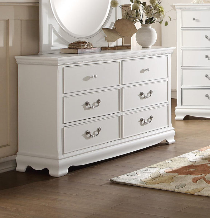 Lucida 6 Drawer Dresser in White 2039W-5 - U&U Home Budget Furniture (Carteret, NJ)