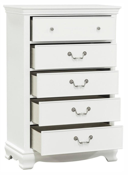 Lucida 5 Drawer Chest in White 2039W-9 - U&U Home Budget Furniture (Carteret, NJ)