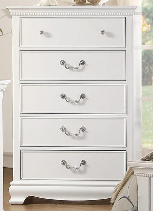 Lucida 5 Drawer Chest in White 2039W-9 - U&U Home Budget Furniture (Carteret, NJ)