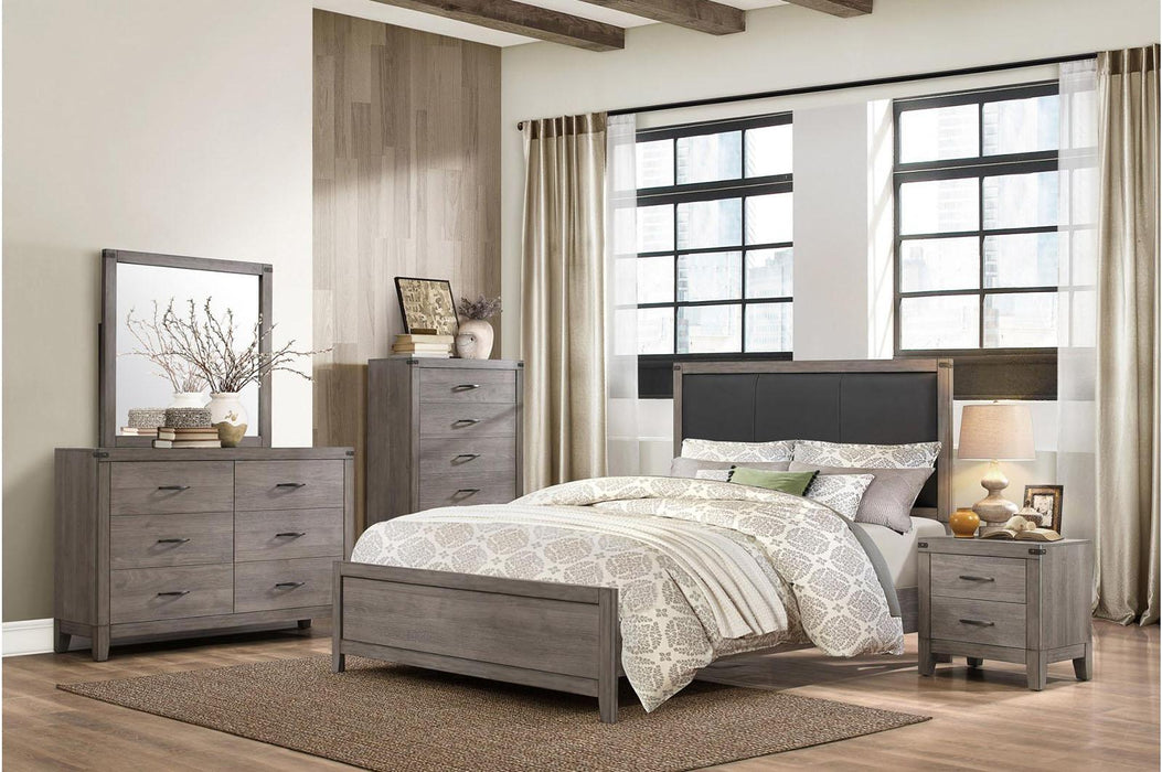 Woodrow 2 Drawer Nightstand in Gray 2042-4 - U&U Home Budget Furniture (Carteret, NJ)