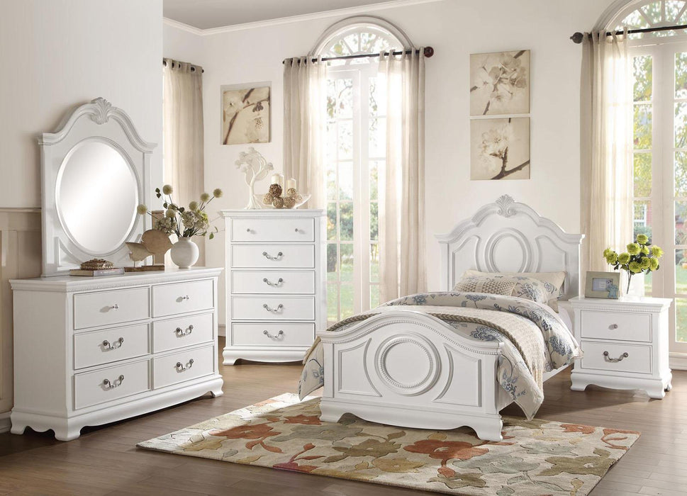 Lucida Twin Panel Bed in White 2039TW-1* - U&U Home Budget Furniture (Carteret, NJ)