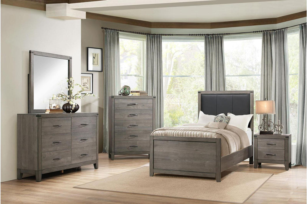 Woodrow Twin Panel Bed in Gray 2042T-1* - U&U Home Budget Furniture (Carteret, NJ)