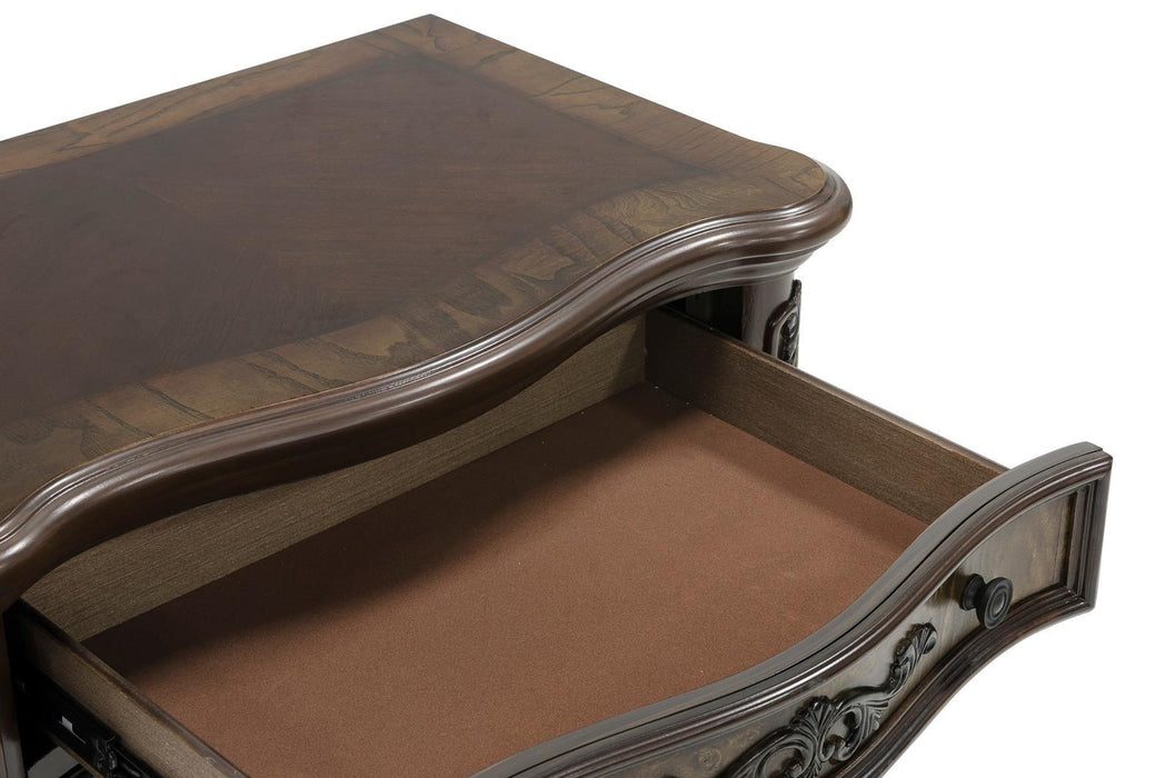 Deryn Park 3 Drawer Nightstand  in Cherry 2243-4 - U&U Home Budget Furniture (Carteret, NJ)