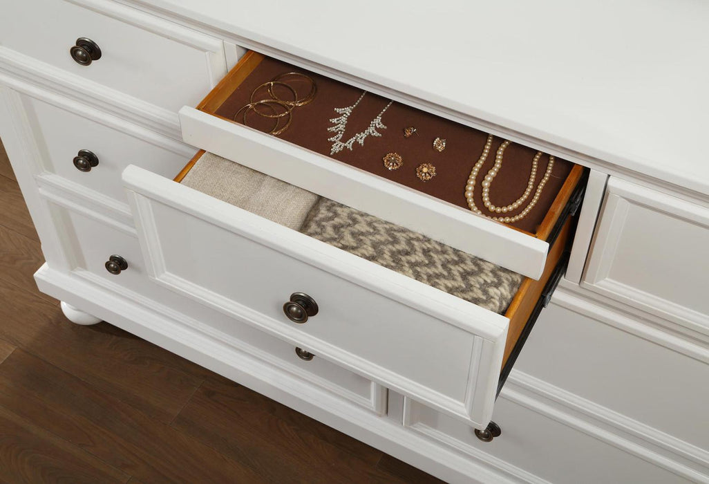 Laurelin 7 Drawer Dresser in White 1714W-5 - U&U Home Budget Furniture (Carteret, NJ)