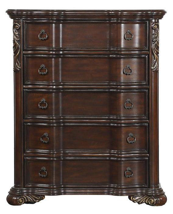 Royal Highlands 5 Drawer Chest in Rich Cherry 1603-9 - U&U Home Budget Furniture (Carteret, NJ)