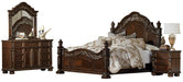 Catalonia Queen Poster Bed in Cherry 1824-1 - U&U Home Budget Furniture (Carteret, NJ)