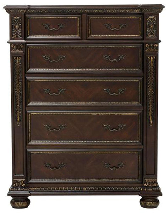 Catalonia 5 Drawer Chest in Cherry 1824-9 - U&U Home Budget Furniture (Carteret, NJ)