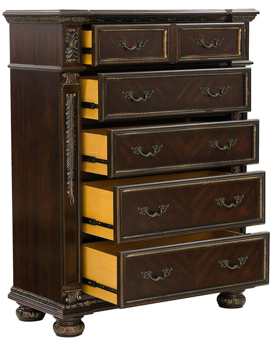 Catalonia 5 Drawer Chest in Cherry 1824-9 - U&U Home Budget Furniture (Carteret, NJ)