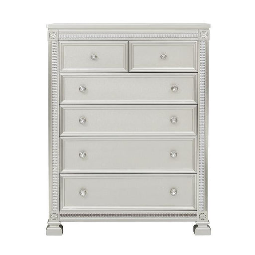 Bevelle 5 Drawer Chest in Silver 1958-9 - U&U Home Budget Furniture (Carteret, NJ)