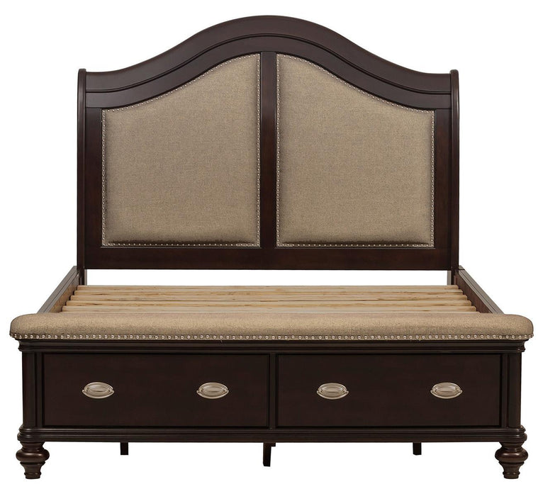 Marston Queen Sleigh Storage Bed in Dark Cherry 2615DC-1 - U&U Home Budget Furniture (Carteret, NJ)