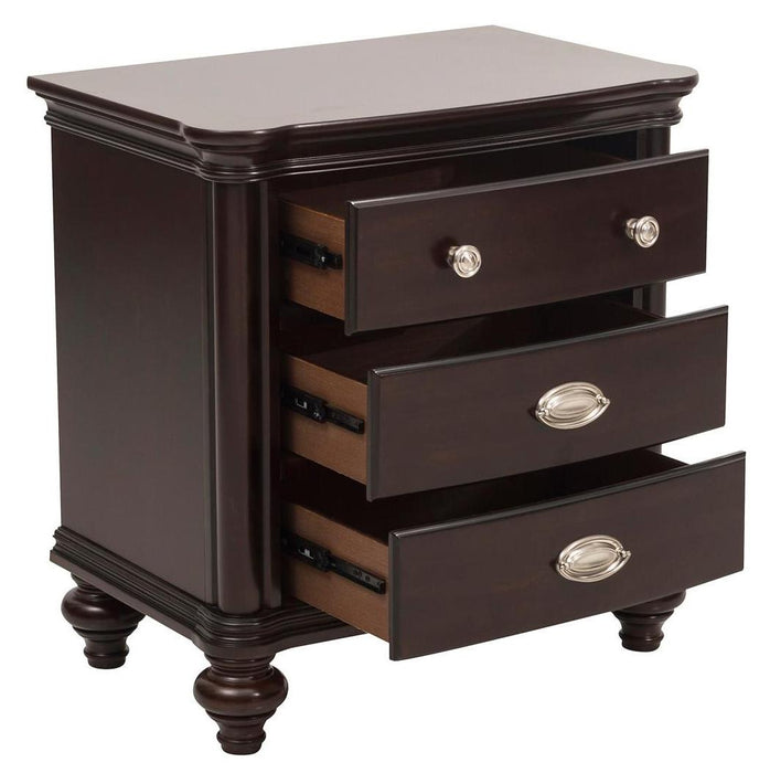 Marston 3 Drawer Nightstand in Dark Cherry 2615DC-4 - U&U Home Budget Furniture (Carteret, NJ)