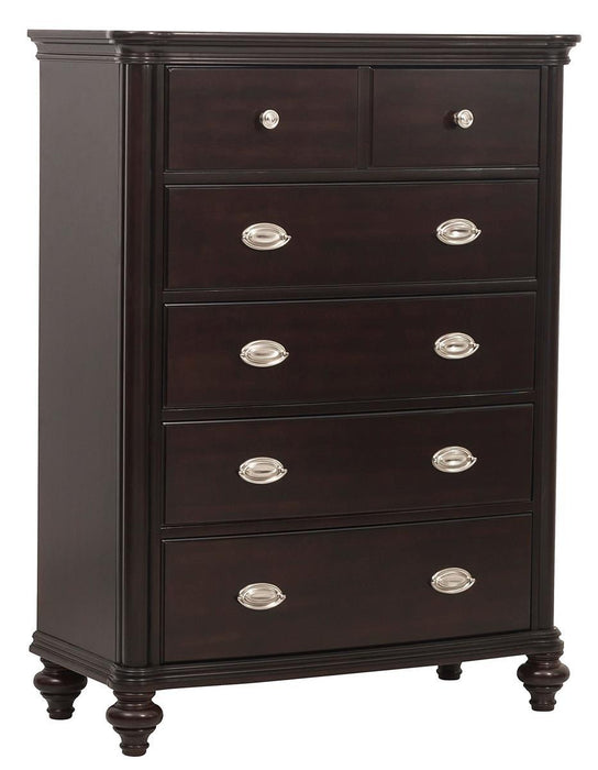 Marston 5 Drawer Chest in Dark Cherry 2615DC-9 - U&U Home Budget Furniture (Carteret, NJ)