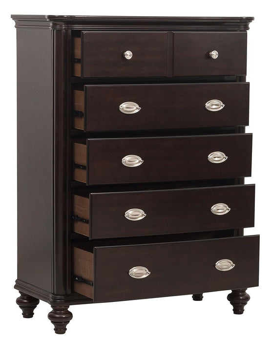 Marston 5 Drawer Chest in Dark Cherry 2615DC-9 - U&U Home Budget Furniture (Carteret, NJ)