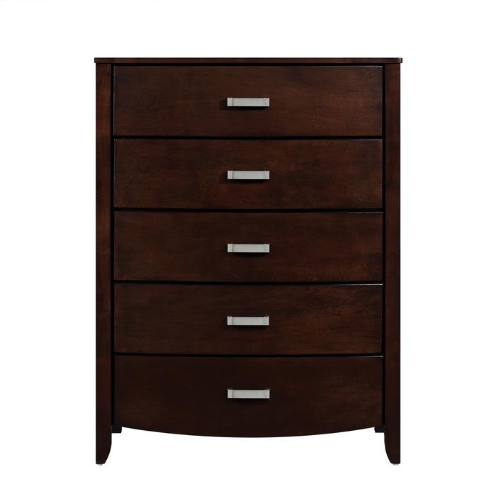 Lyric 5 Drawer Chest in Dark Espresso 1737NC-9 - U&U Home Budget Furniture (Carteret, NJ)