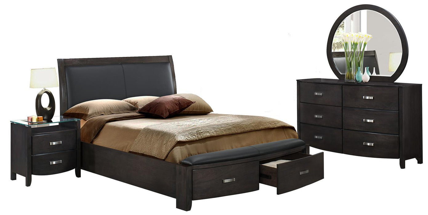 Lyric King Sleigh Storage Bed in Brownish Gray 1737KNGY-1EK - U&U Home Budget Furniture (Carteret, NJ)