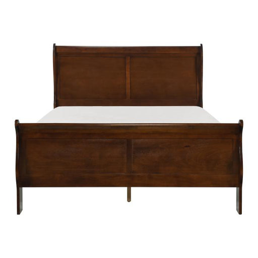 Mayville Queen Sleigh Bed in Brown Cherry - U&U Home Budget Furniture (Carteret, NJ)