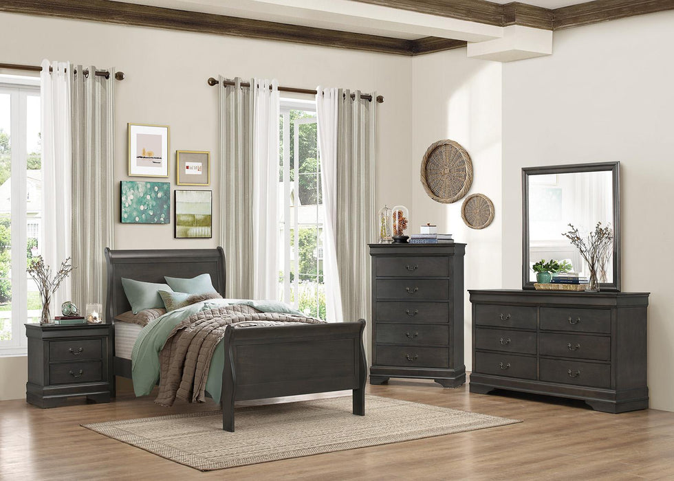 Mayville Full Sleigh Bed in Gray - U&U Home Budget Furniture (Carteret, NJ)