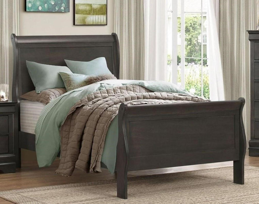 Mayville Twin Sleigh Bed in Gray - U&U Home Budget Furniture (Carteret, NJ)