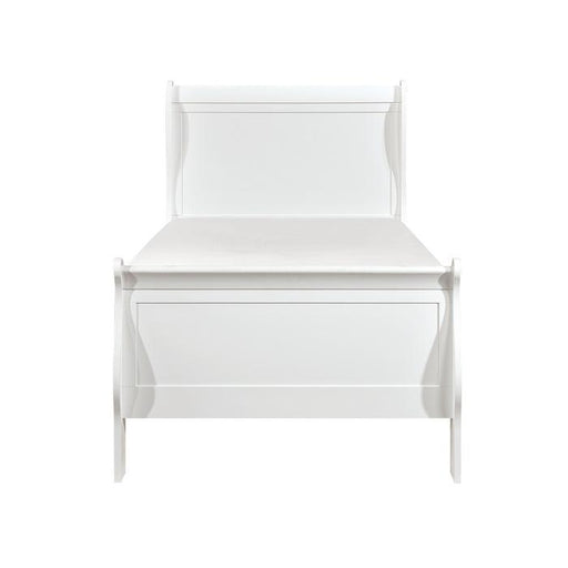 Mayville Twin Sleigh Bed in White - U&U Home Budget Furniture (Carteret, NJ)