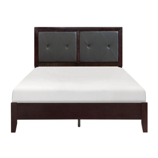 Edina Queen Panel Bed in Espresso-Hinted Cherry - U&U Home Budget Furniture (Carteret, NJ)