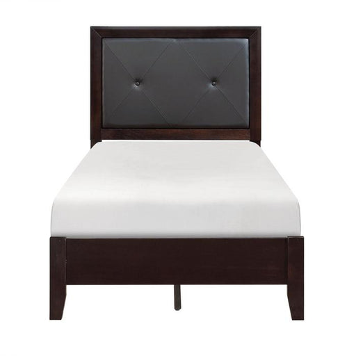 Edina Twin Panel Bed in Espresso-Hinted Cherry 2145T-1 - U&U Home Budget Furniture (Carteret, NJ)