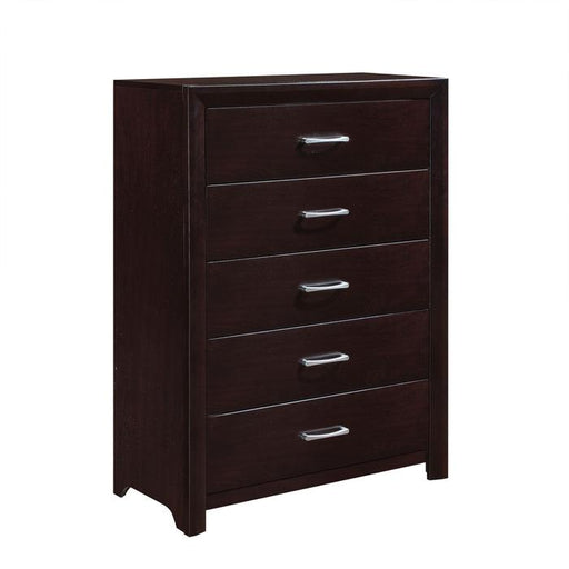 Edina 5 Drawer Chest in Espresso-Hinted Cherry 2145-9 - U&U Home Budget Furniture (Carteret, NJ)