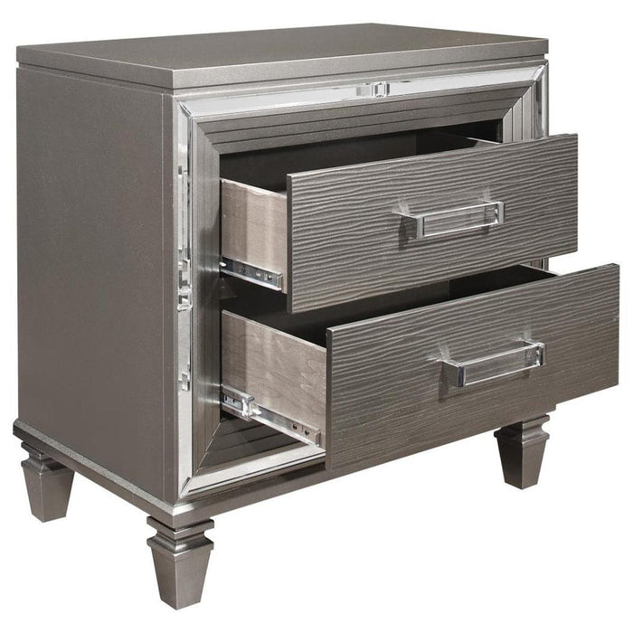 Tamsin Nightstand in Silver Grey Metallic 1616-4 - U&U Home Budget Furniture (Carteret, NJ)