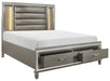 Tamsin Queen Upholstered Storage Bed in Silver Grey Metallic 1616-1* - U&U Home Budget Furniture (Carteret, NJ)