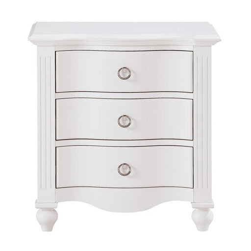 Meghan 3 Drawer Nightstand in White 2058WH-4 - U&U Home Budget Furniture (Carteret, NJ)