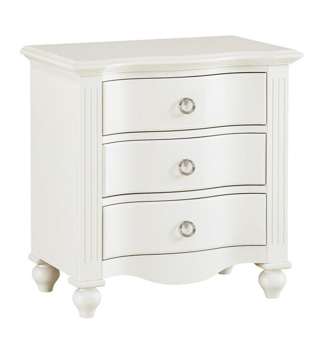 Meghan 3 Drawer Nightstand in White 2058WH-4 - U&U Home Budget Furniture (Carteret, NJ)