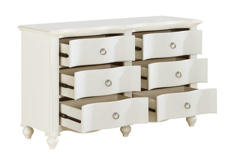 Meghan 6 Drawer Dresser in White 2058WH-5 - U&U Home Budget Furniture (Carteret, NJ)
