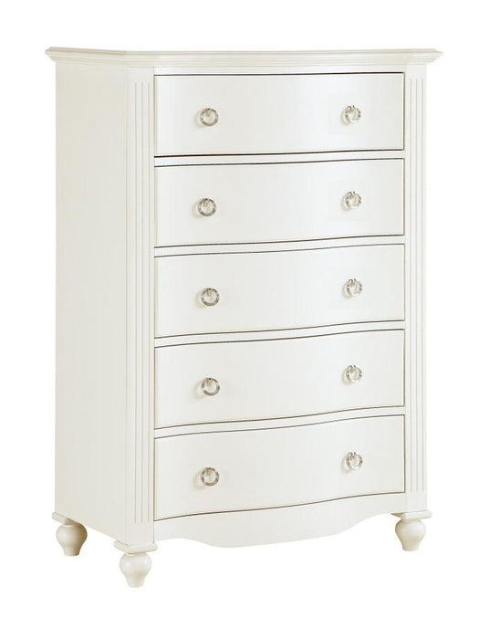 Meghan 5 Drawer Chest in White 2058WH-9 - U&U Home Budget Furniture (Carteret, NJ)