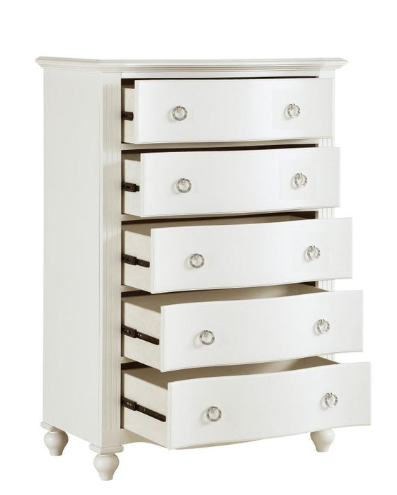 Meghan 5 Drawer Chest in White 2058WH-9 - U&U Home Budget Furniture (Carteret, NJ)