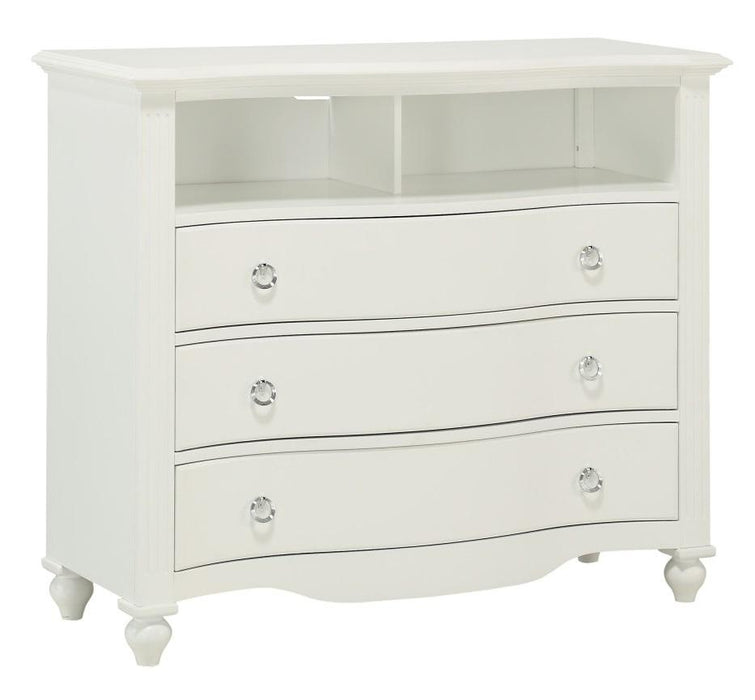 Meghan 3 Drawer Media Chest in White 2058WH-11 - U&U Home Budget Furniture (Carteret, NJ)