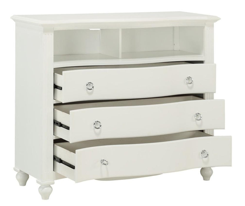 Meghan 3 Drawer Media Chest in White 2058WH-11 - U&U Home Budget Furniture (Carteret, NJ)