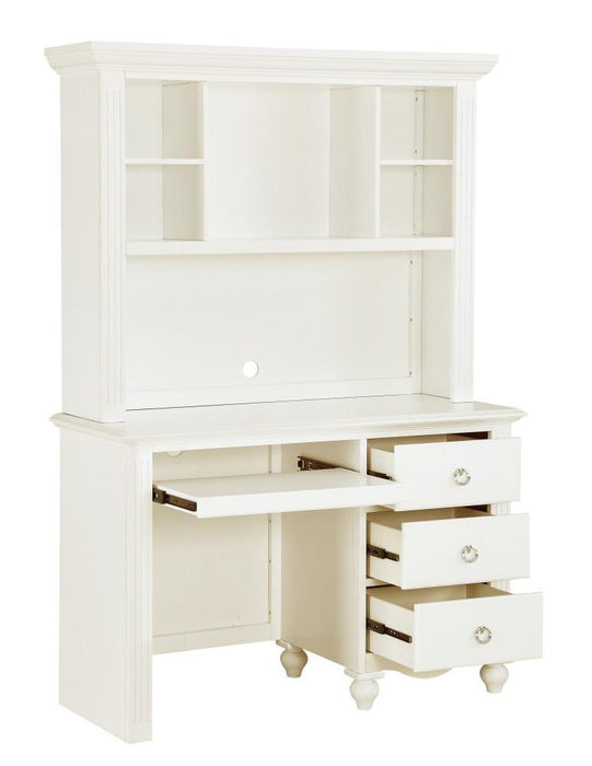 Meghan Writing Hutch/ Desk Set in White 2058WH-14* - U&U Home Budget Furniture (Carteret, NJ)