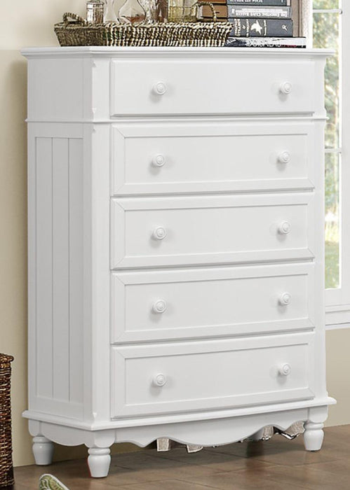 Clementine 5 Drawer Chest in White B1799-9 - U&U Home Budget Furniture (Carteret, NJ)