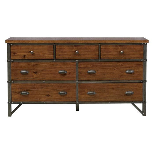 Holverson Dresser in Rustic Brown & Gunmetal 1715-5 - U&U Home Budget Furniture (Carteret, NJ)
