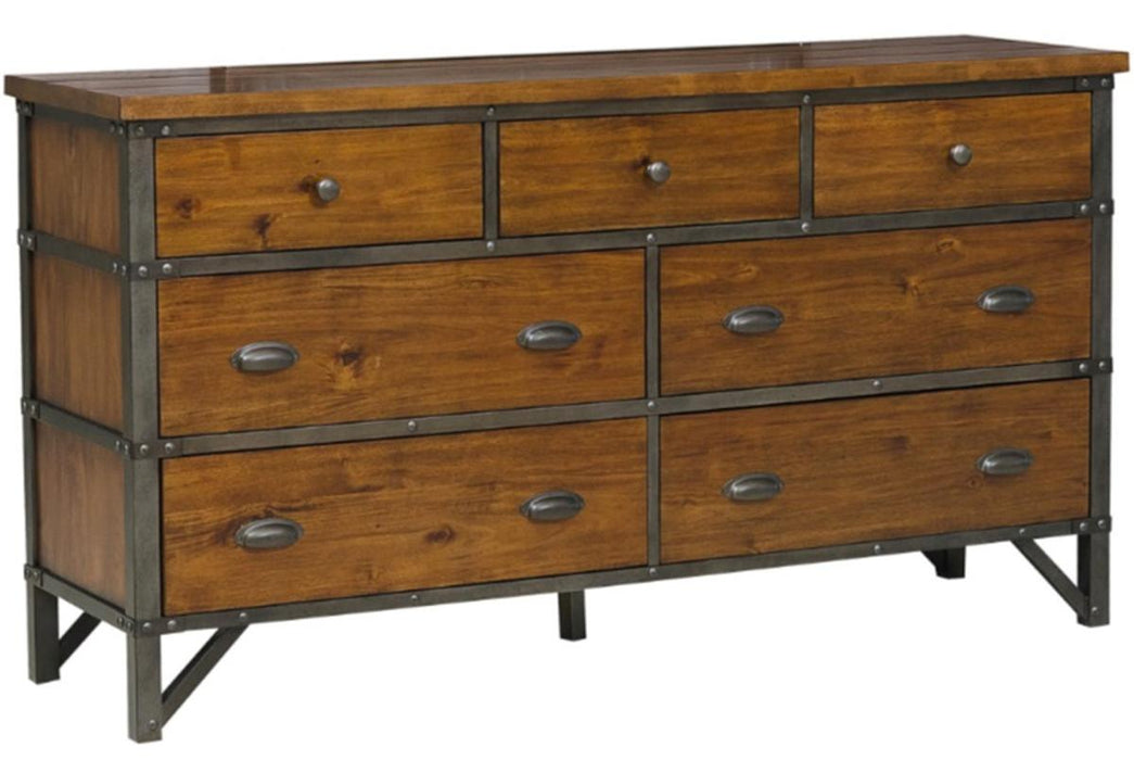 Holverson Dresser in Rustic Brown & Gunmetal 1715-5 - U&U Home Budget Furniture (Carteret, NJ)