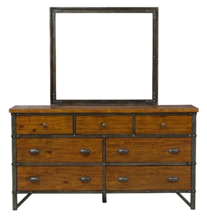 Holverson Mirror in Rustic Brown & Gunmetal 1715-6 - U&U Home Budget Furniture (Carteret, NJ)
