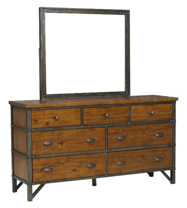 Holverson Mirror in Rustic Brown & Gunmetal 1715-6 - U&U Home Budget Furniture (Carteret, NJ)