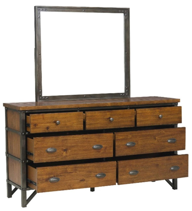 Holverson Mirror in Rustic Brown & Gunmetal 1715-6 - U&U Home Budget Furniture (Carteret, NJ)