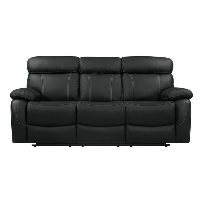 Pendu Double Reclining Sofa in Black 8326BLK-3 - U&U Home Budget Furniture (Carteret, NJ)