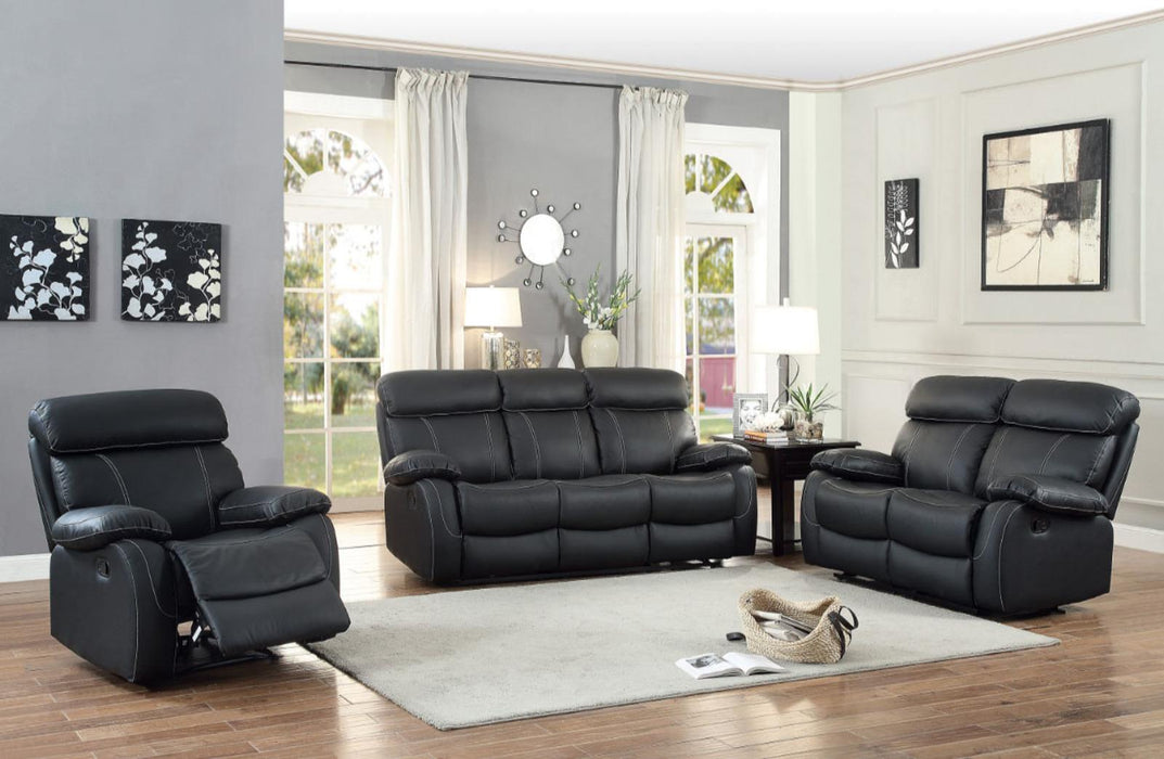 Pendu Double Reclining Sofa in Black 8326BLK-3 - U&U Home Budget Furniture (Carteret, NJ)