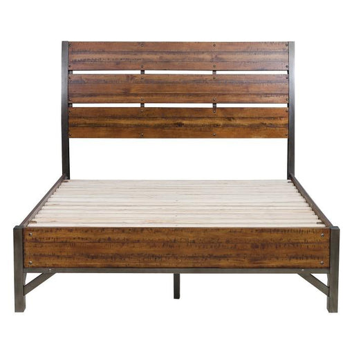 Holverson King Platform Bed in Rustic Brown & Gunmetal 1715K-1EK* - U&U Home Budget Furniture (Carteret, NJ)