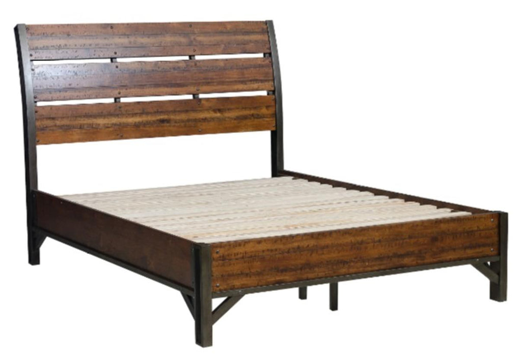 Holverson King Platform Bed in Rustic Brown & Gunmetal 1715K-1EK* - U&U Home Budget Furniture (Carteret, NJ)