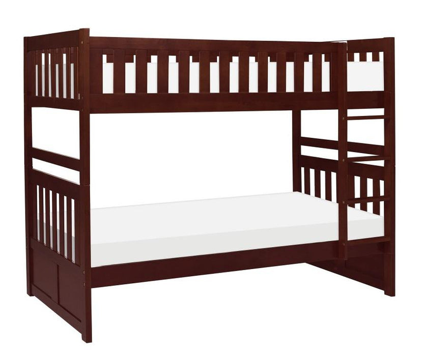 Rowe Twin/Twin Bunk Bed in Dark Cherry B2013DC-1* - U&U Home Budget Furniture (Carteret, NJ)
