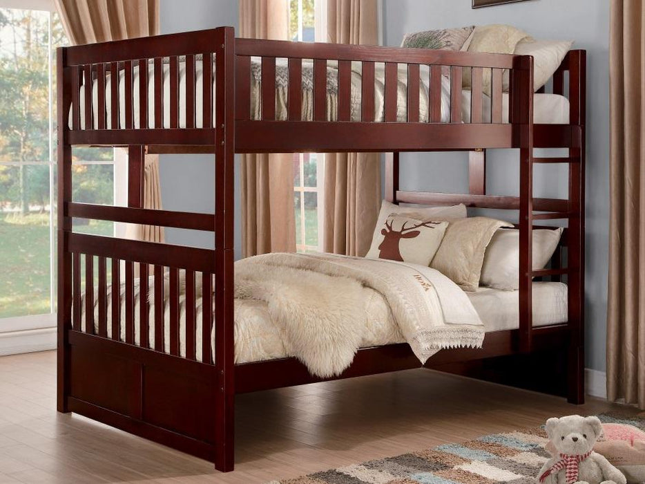Rowe Full/Full Bunk Bed in Dark Cherry B2013FFDC-1* - U&U Home Budget Furniture (Carteret, NJ)